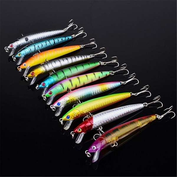 Minnow 10pcs Fishing Lures Crankbaits Fishing Hooks Baits Tackle 9.2*1.7cm