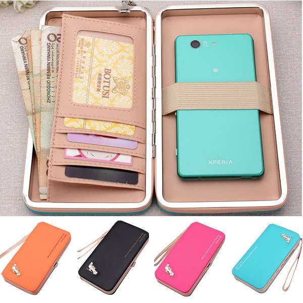 Women High Heels Phone Wallets Case Long Purse 5.5 Inch Phone Bags For Iphone X