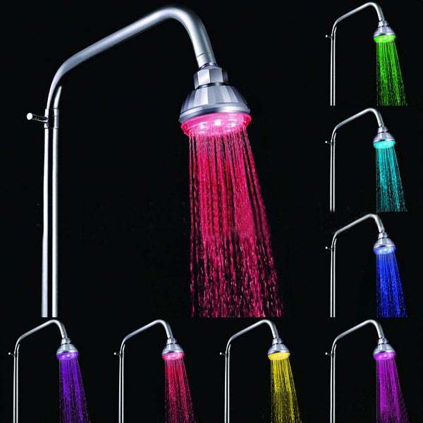Romantic LED Light Automatic Temperature Sensor Bath Top Shower