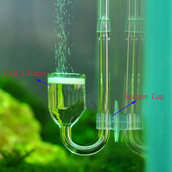 CO2 Nano Glass Diffuser For Plant Aquarium Skimmer Tank Suction Cup
