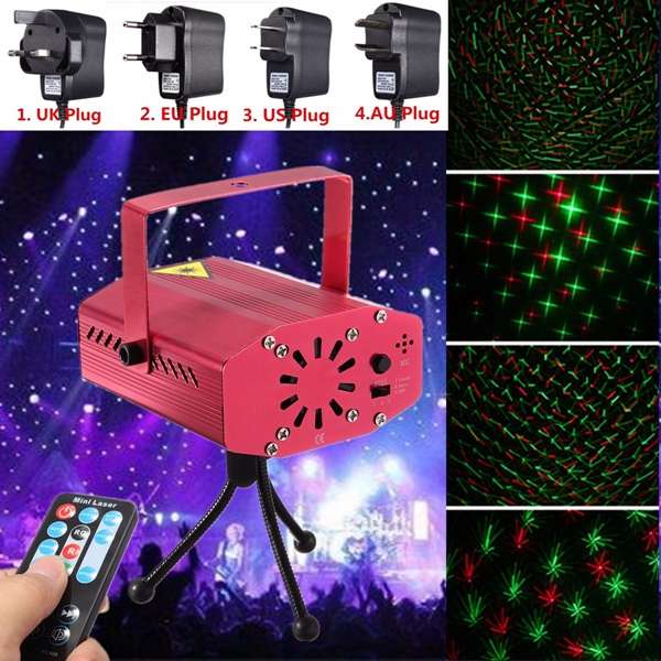RED Mini R&G Auto/Voice Xmas DJ Disco LED Laser Stage Light Projector + Remote