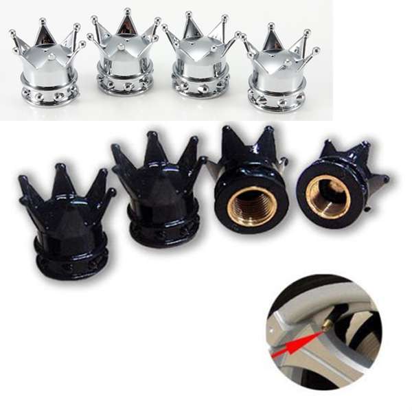 4pcs Motocycle Car Bike MTB Crown Shaped Tire Wheel Stem Air Dust Valve Cap Cov