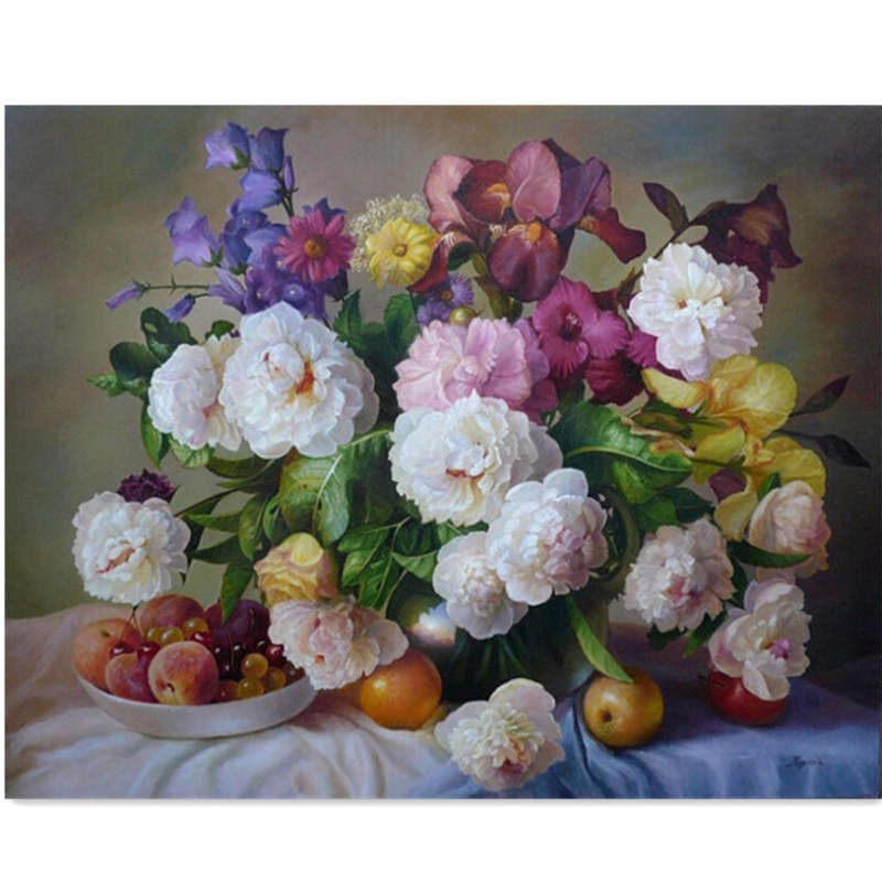 DIY Oil Painting By Numbers Fresh Flower Digital Oil Painting Kits Frameless Ca