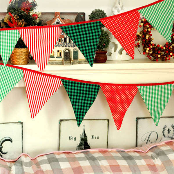 Handmade Triangle Vintage Cotton Hanging Flag Home Wedding Birthday Party Decor