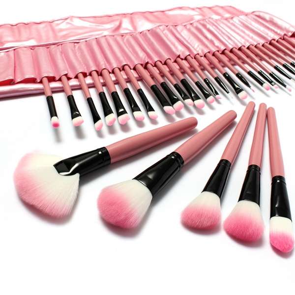 32 PCS Pink Eyeshadow Eyebrow Blush Makeup Brushes Cosmetic Set