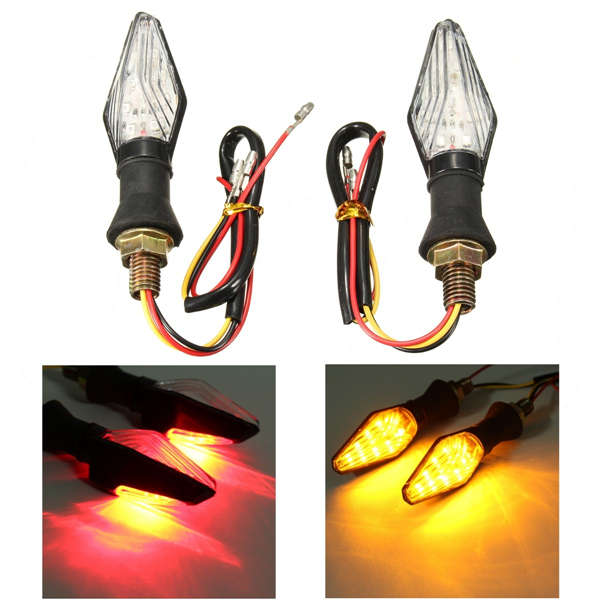 12V Motorcycle LED Bi-colour Turn Signal Indicators Amber Red Light Blinker Uni
