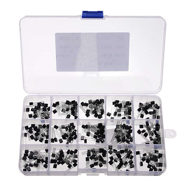 300Pcs 15 Values TO-92 Transistors Pack Transistor Assortment Kit With Storage