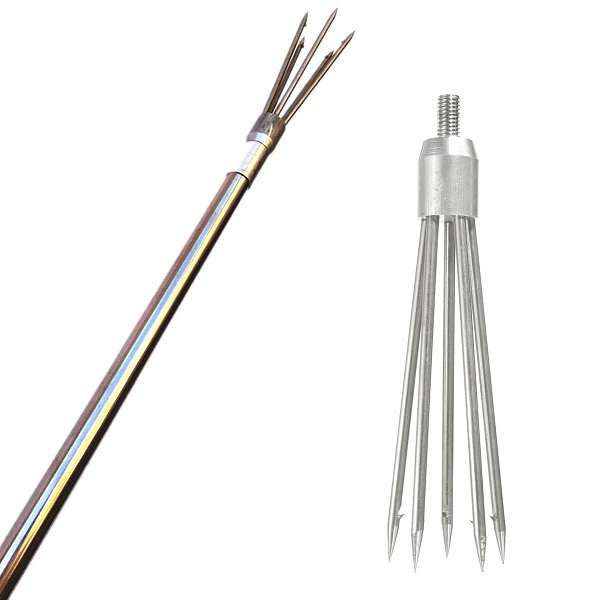 Stainless Steel Round Shaped 5 Tine Harpoon Barbed Salmon Ice Fishing Equipment
