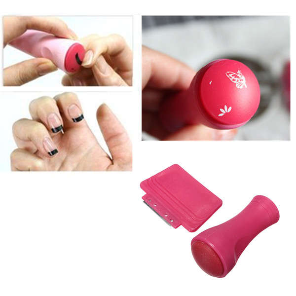 Hot Pink Paint Stamp Scraper Set Nail Art Stamping Decoration