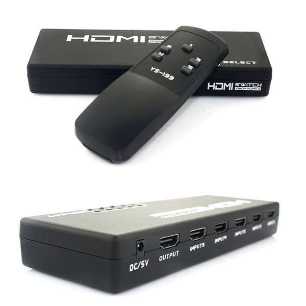 5 Ports Switch 1080P Remote HDMI Selector Splitter For HDTV PS3 DVD STB