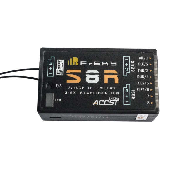 Frsky S8R 16CH 3-Axis Stablibzation RSSI PWM Output Telemetry Receiver With Sma
