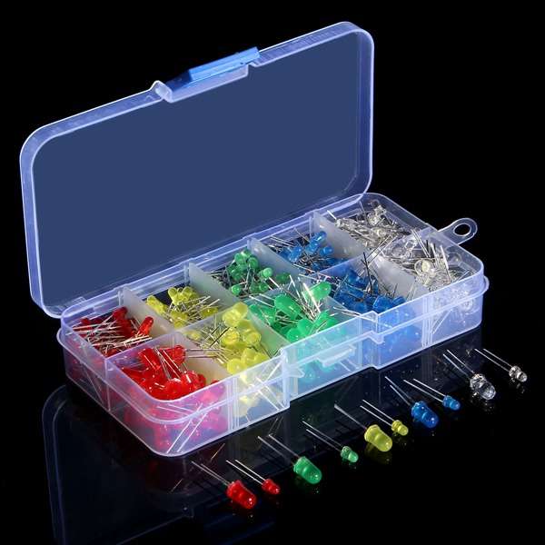 375Pcs 3MM 5MM LED Light-emitting Diode Beads Resistance Lights Kits Bulb Lamp