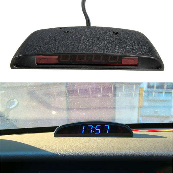 12V LED 3in1 Car Digital Electronic Clock Temperature Thermometer Voltmeter Plug