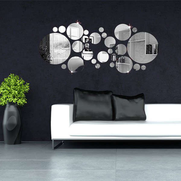 30pcs 3D Circle Mirror Wall Stickers Acrylic Vinyl Decal Home Art Decor