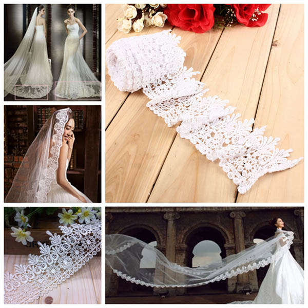 1 3 5 10 Yard White Beige Embroidery Lace Trim DIY Sewing Needlework Wedding Dr