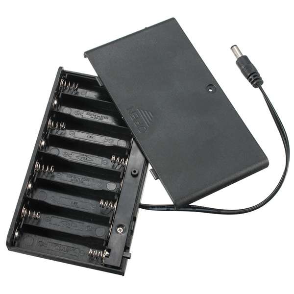 DIY 12V 8 x AA Battery Holder Case Box With Leads Switch