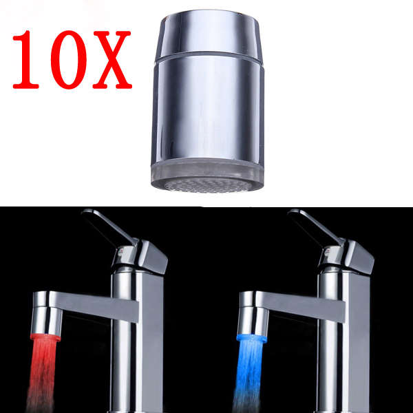 10X 7 Color Changing LED Faucet Color Changing Water Tap Light Silver