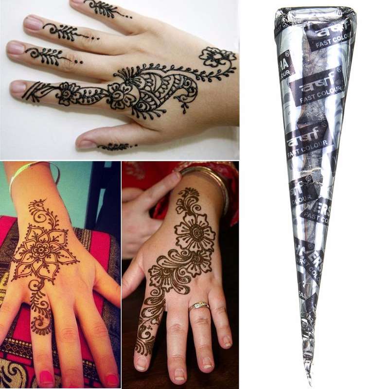 1Pcs Black Natural Herbal Henna Cones Temporary Tattoos Kit Body Art Tool