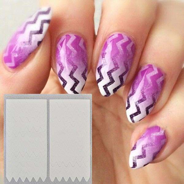 6 Styles French Manicure Wavy Arc Fringe Tip Nail Sticker