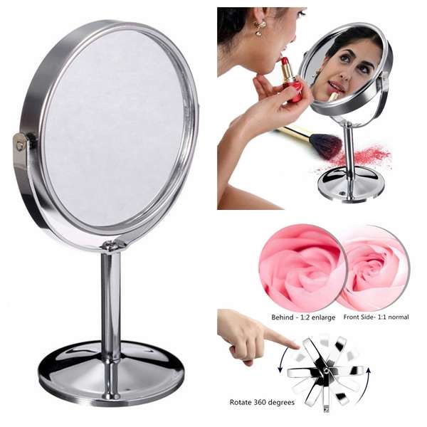 Magnifying Beauty Cosmetic Makeup Rotatable Portable Double-Sided Mirror