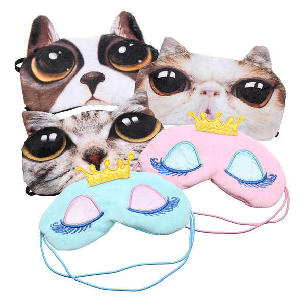 3D Animal Cat Dog Face Eye Mask Eyepatch Travel Sleeping Blindfold Winker