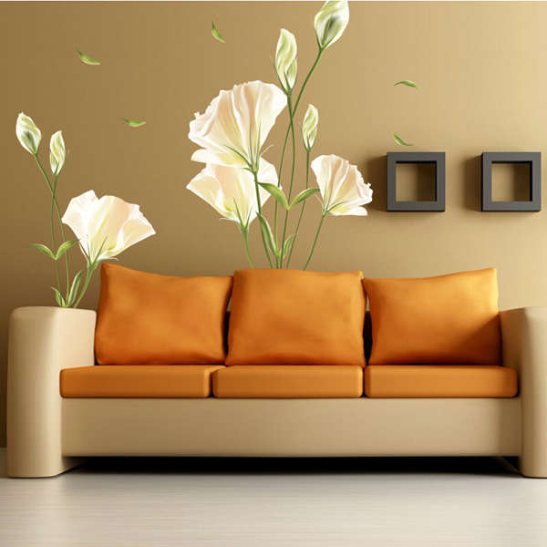 Flower Wall Stickers TV Background Removable Decals