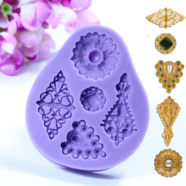 3D Vintage Jewelry Silicone Mould Embossed Cake Decorating Chocolate Mold Jewel