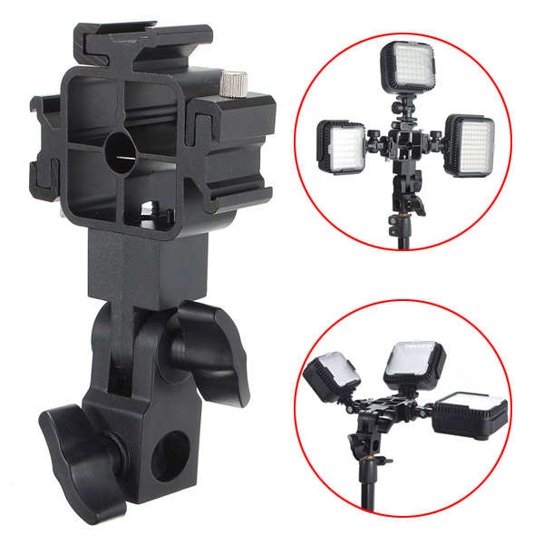 Tri-Hot Shoe Mount Flash Bracket Umbrella Holder For Canon