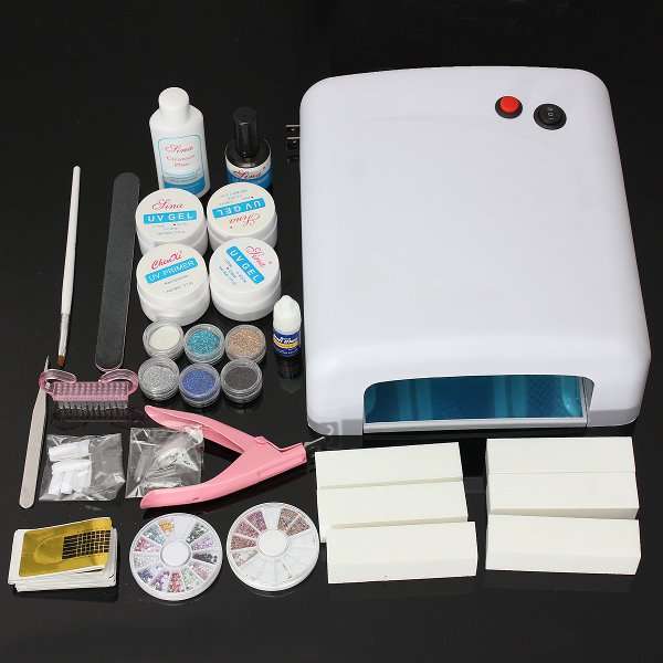 110V 36W Nail Art Curing Dryer UV Lamp Light  Files Gel Manicure Set