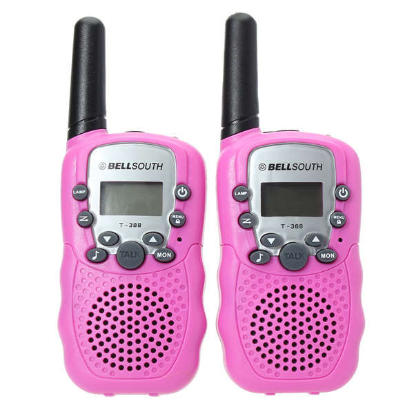 2pcs T-388 0.5W UHF Auto Multi-Channels Mini Radios Walkie Talkie Pink