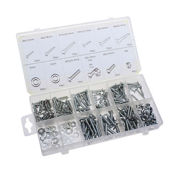 347pcs Metric Wood Screws Bolts Nuts Flat Gaskets Assortment