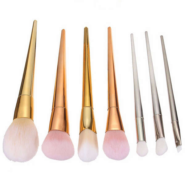 7Pcs Alloy Handle Synthetic Fiber Makeup Brush Set Blush Powder Eye Shadow Foun