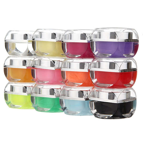 12 Solid Colors UV Builder Nail Art Design Glaze Gel