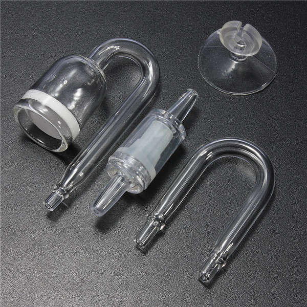 U Shape Aquarium CO2 Diffuser Check Glass Tube Suction Cup