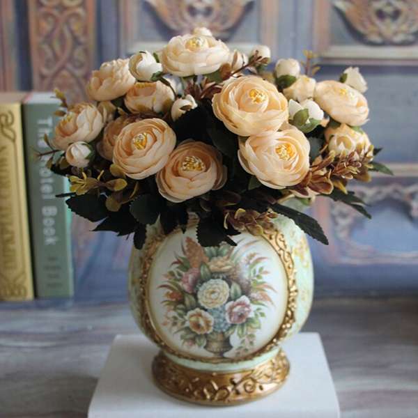 6 Colors Artificial Peony Simulation Peony Artificial Flower Leaf Bouquet Home