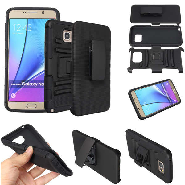 3 In1 Belt Clip PC Silicone Stand Case Cover For Samsung Galaxy Note 5