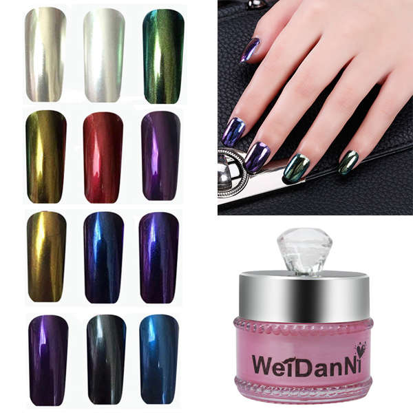 1pc Magic Mirror Chrome Effect Powder Metallic Nail Art Additive Pigment Charmi