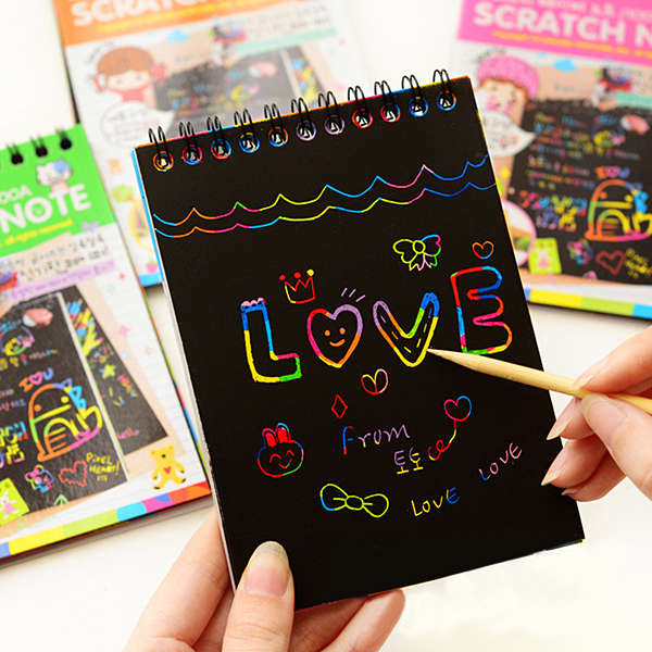 Fun DIY Doodling Scratch Painting Book Kids Children Educational Toys