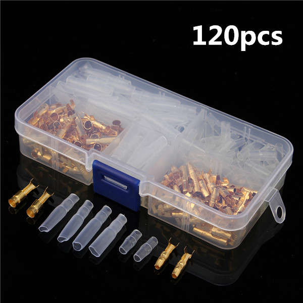 120pcs Brass Bullet 3.5mm Connector Terminal Male and Female with Insulated Cov