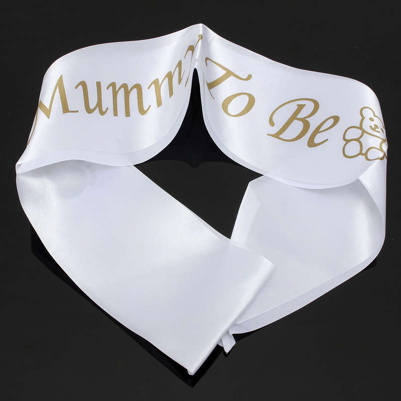 Mummy To Be White Satin Sash Banner Ribbon Baby Shower Party Favor