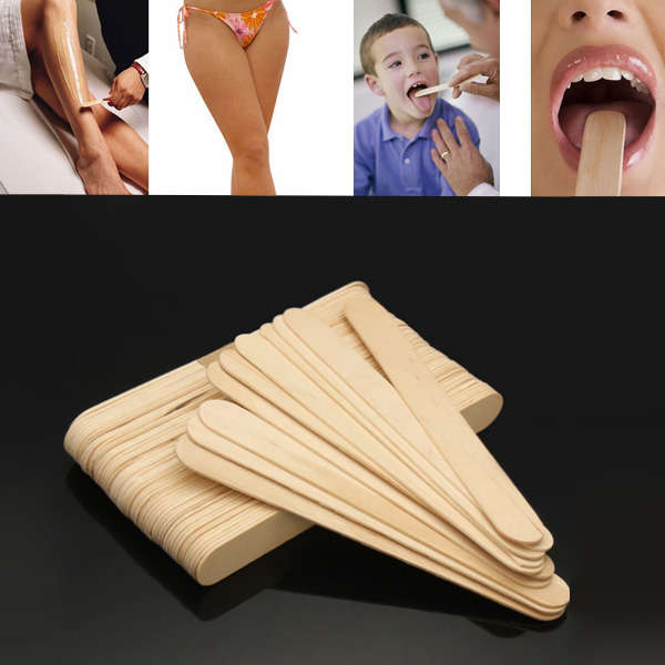 100Pcs Medical Wooden Tongue Depressor Wood Waxing Wax Spatulas Stick