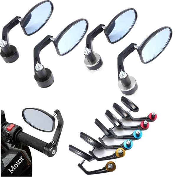 7/8inch 22mm CNC Aluminum Motorcycle Handlebar End Oval Rearview Mirrors