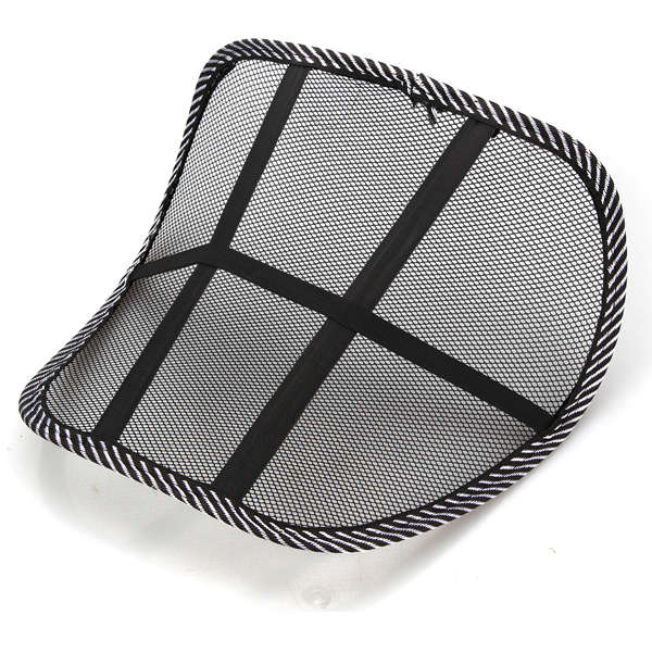 Black Mesh Lumbar Back Brace Support Car Seat Chair Cushion