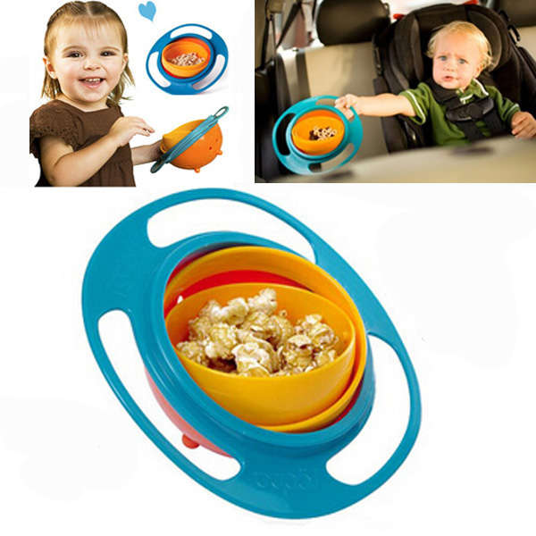 Creative Fantastic UFO Gyroscope Kids Bowl Never-spill-food Universal Kids Bowl