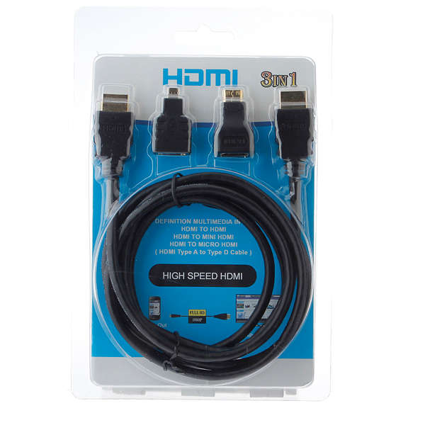3 in 1 High Speed HD HDMI Cable To Micro HDMI + Cable Kit Adaptor