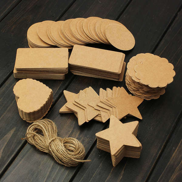 100pcs Brown Blank Cards Kraft Paper Tags