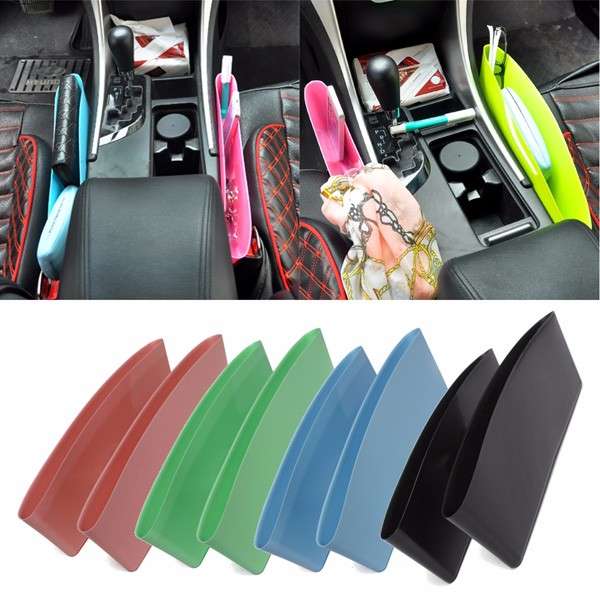2pcs Car Seat Slit Gap Catch Catcher Storage Box Wallet Organizer Caddy Pocket
