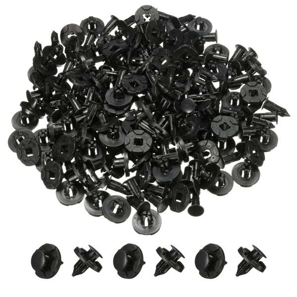100Pcs 8mm Hole Plastic Car Rivets Fastener Clip Fender Black