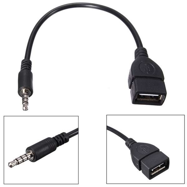 3.5mm Male Audio AUX Jack to USB 2.0 Type A Female OTG Converter Adapter Cable