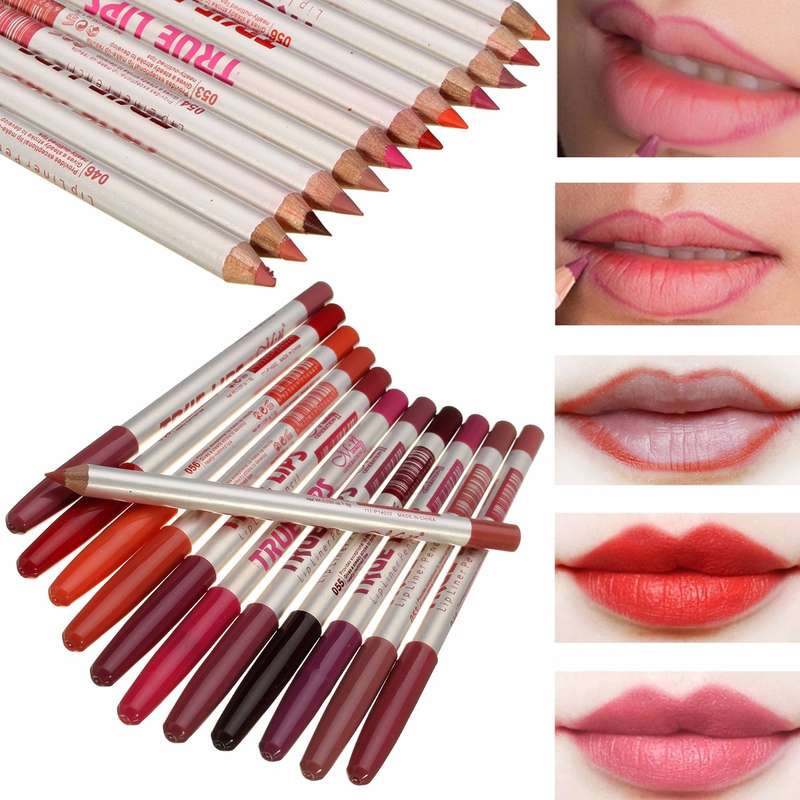12 Colors Waterproof Eyeliner Lip Liner Pencil Pen Cosmetic Makeup Set Kit